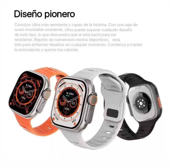 Reloj Smartwatch W8 Ultra Max Con Audífonos Y Pulso De Nylon