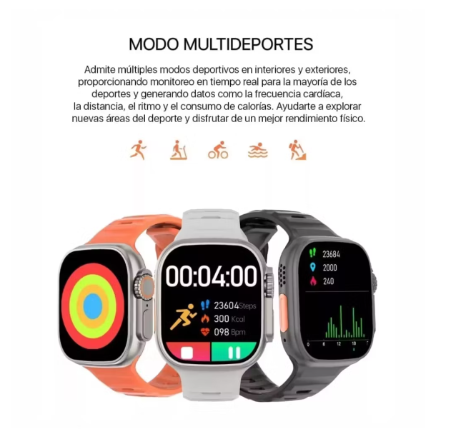 Reloj Smartwatch W8 Ultra Max Con Audífonos Y Pulso De Nylon