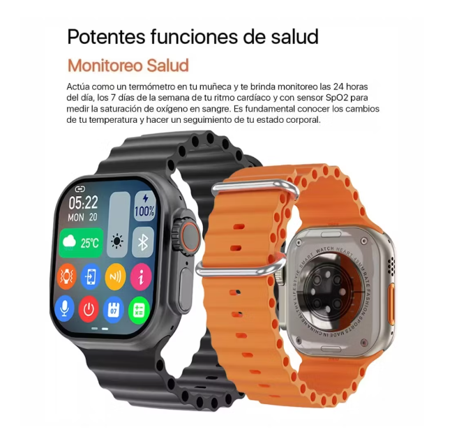 Reloj Smartwatch W8 Ultra Max Con Audífonos Y Pulso De Nylon